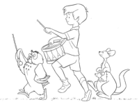 A coloring page of winnie the pooh - group